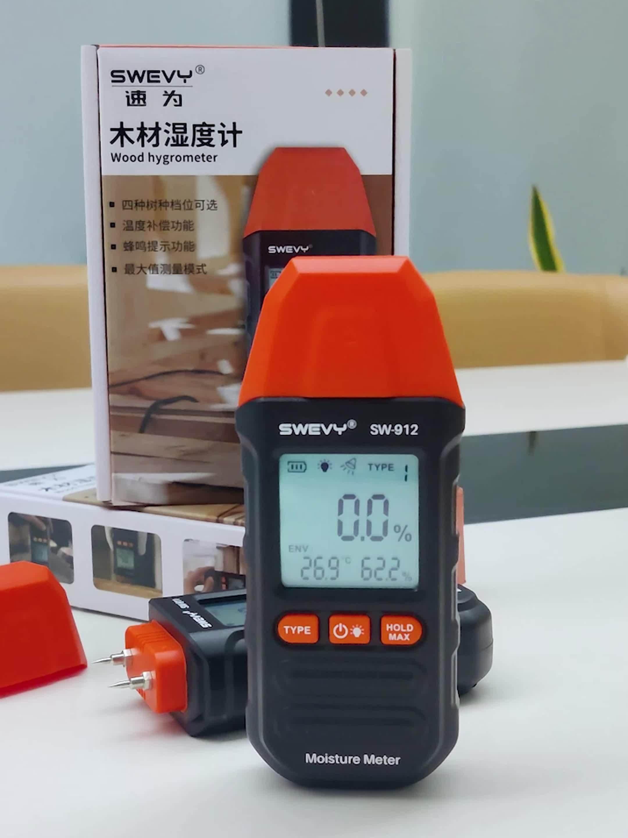 SWEVY SW911/SW912 Backlit LCD Digital Wood Moisture Meter