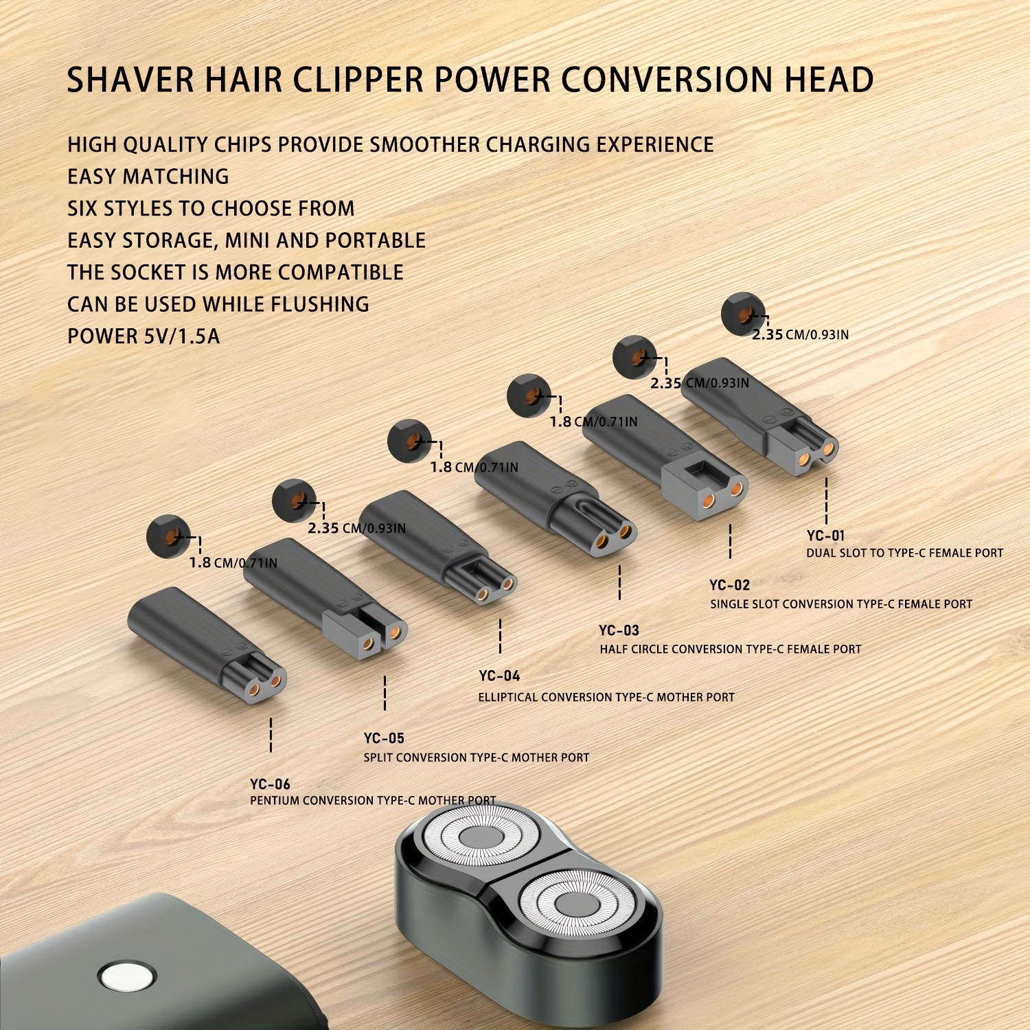 COP ROSE Rose Golden 1set 5V Type-C Shaver Charger Adapter