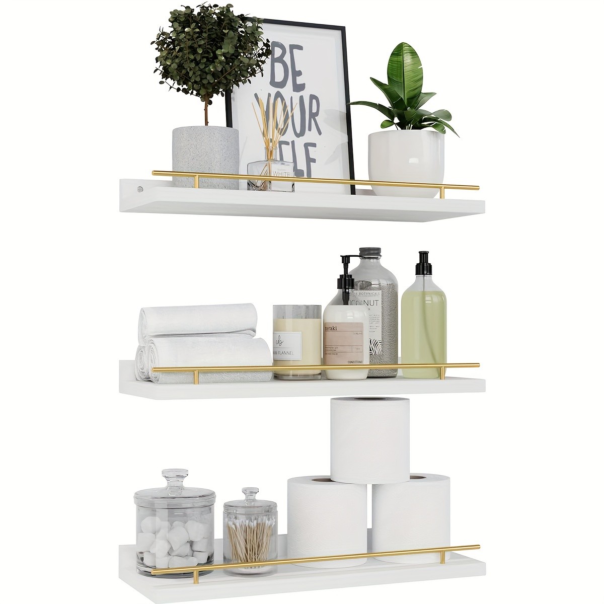 LOCSEE 3pcs Floating Shelves Set