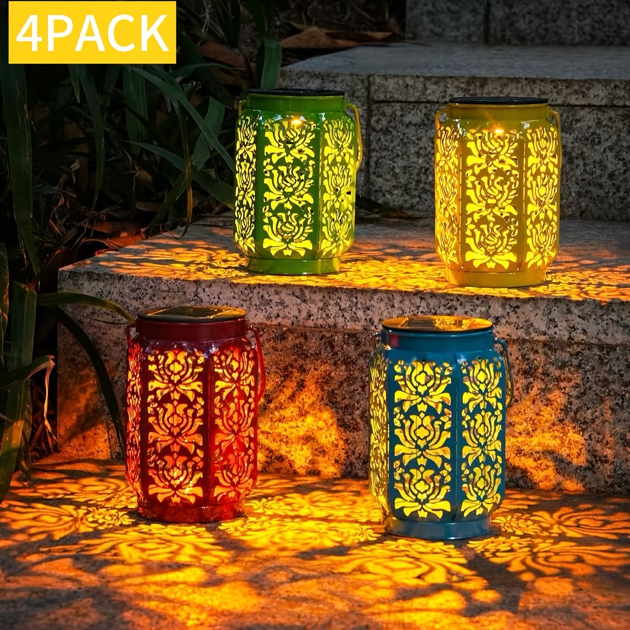 WENMILY 4-Pack Solar Lanterns Outdoor LED