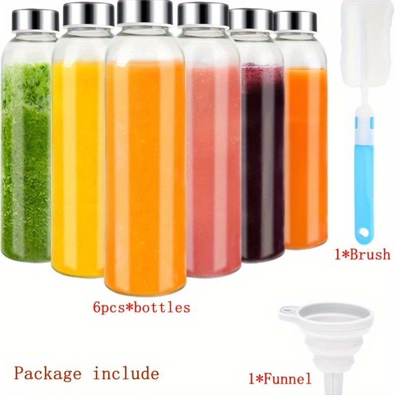 Grinkwell 6pcs 18oz Transparent Glass Bottles