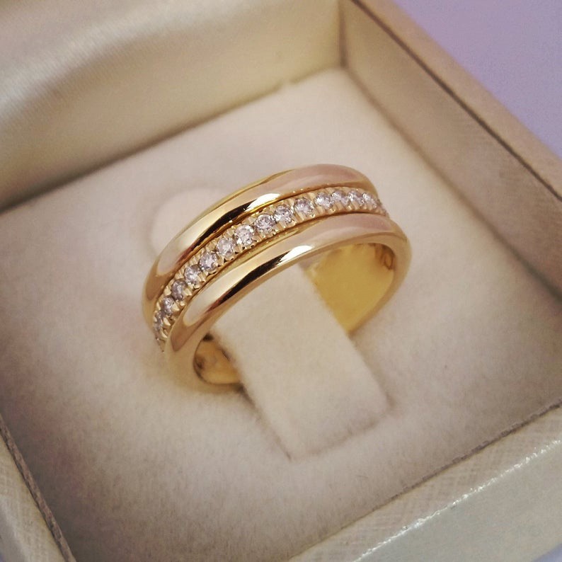 Simple Golden Silver Rhinestones Ring