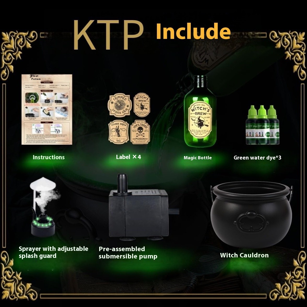 Halloween Black Wizard Bowl Magic Float Bottle and Diffuser