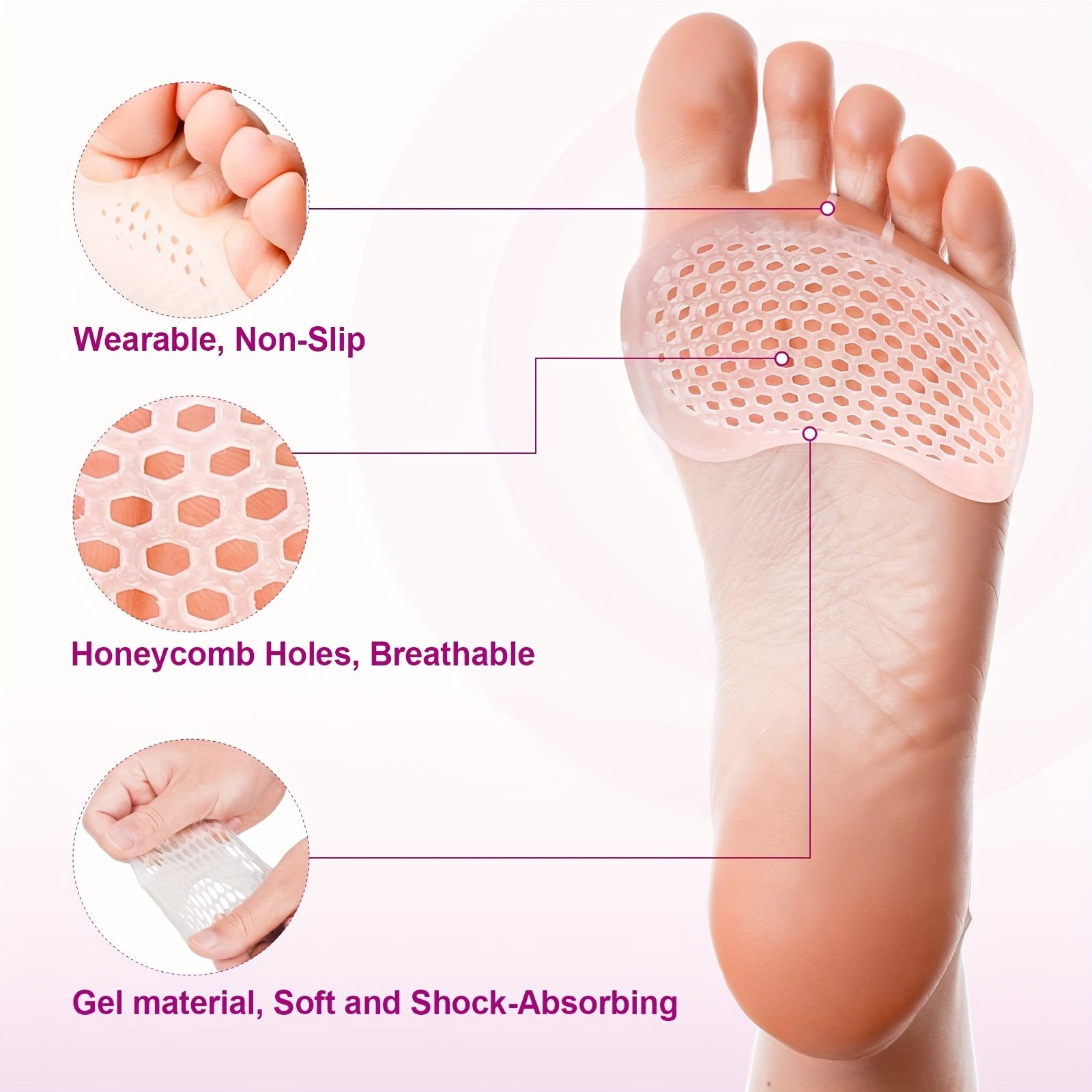COZYPANDA 6-Pack Metatarsal Pads for Men & Women