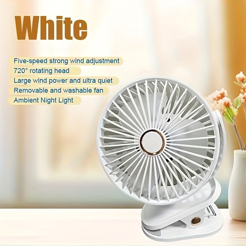 USB Rechargeable Mini Fan with LED Night Light