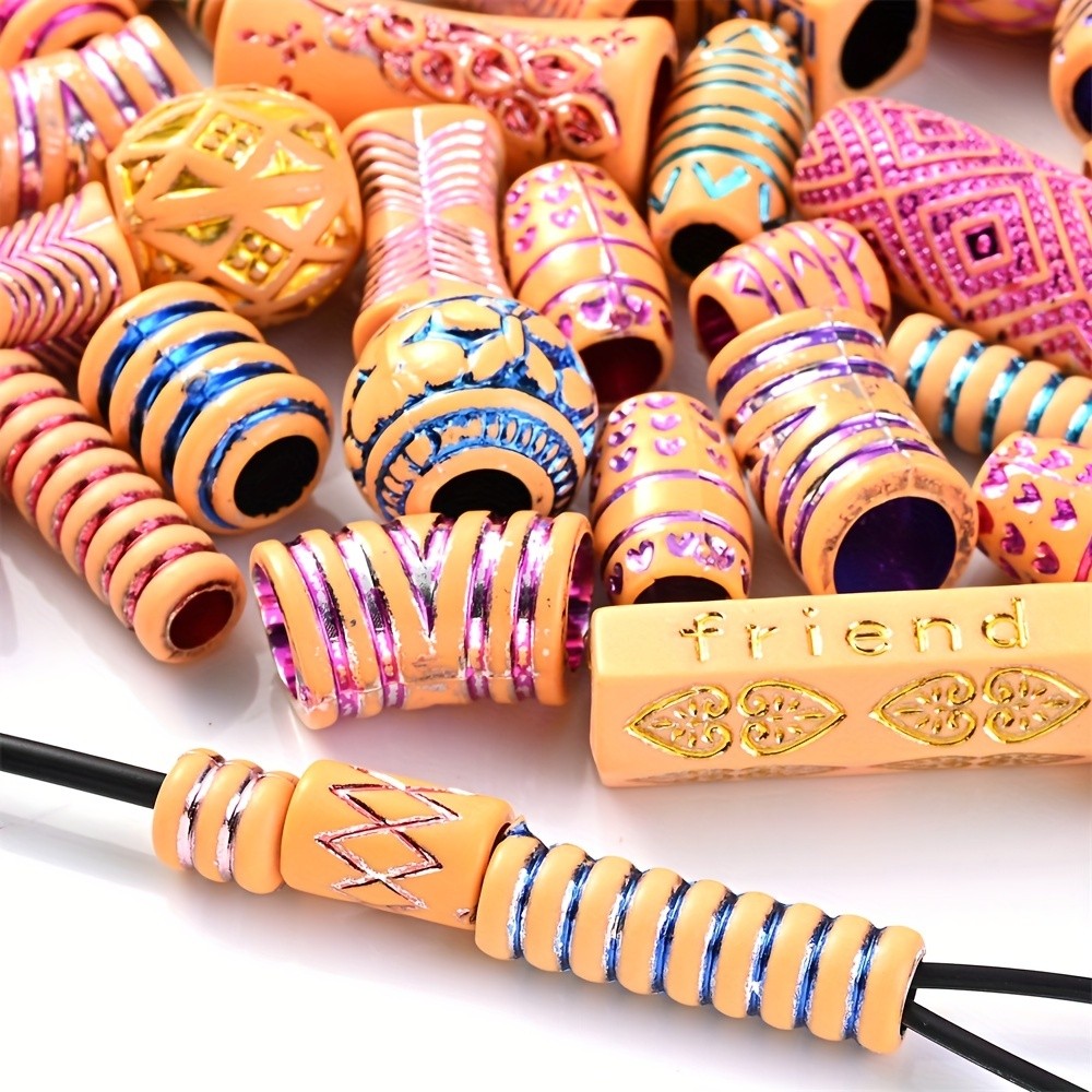 100g/Bag 7-30mm Random Mix Colorful Acrylic Hair Beads