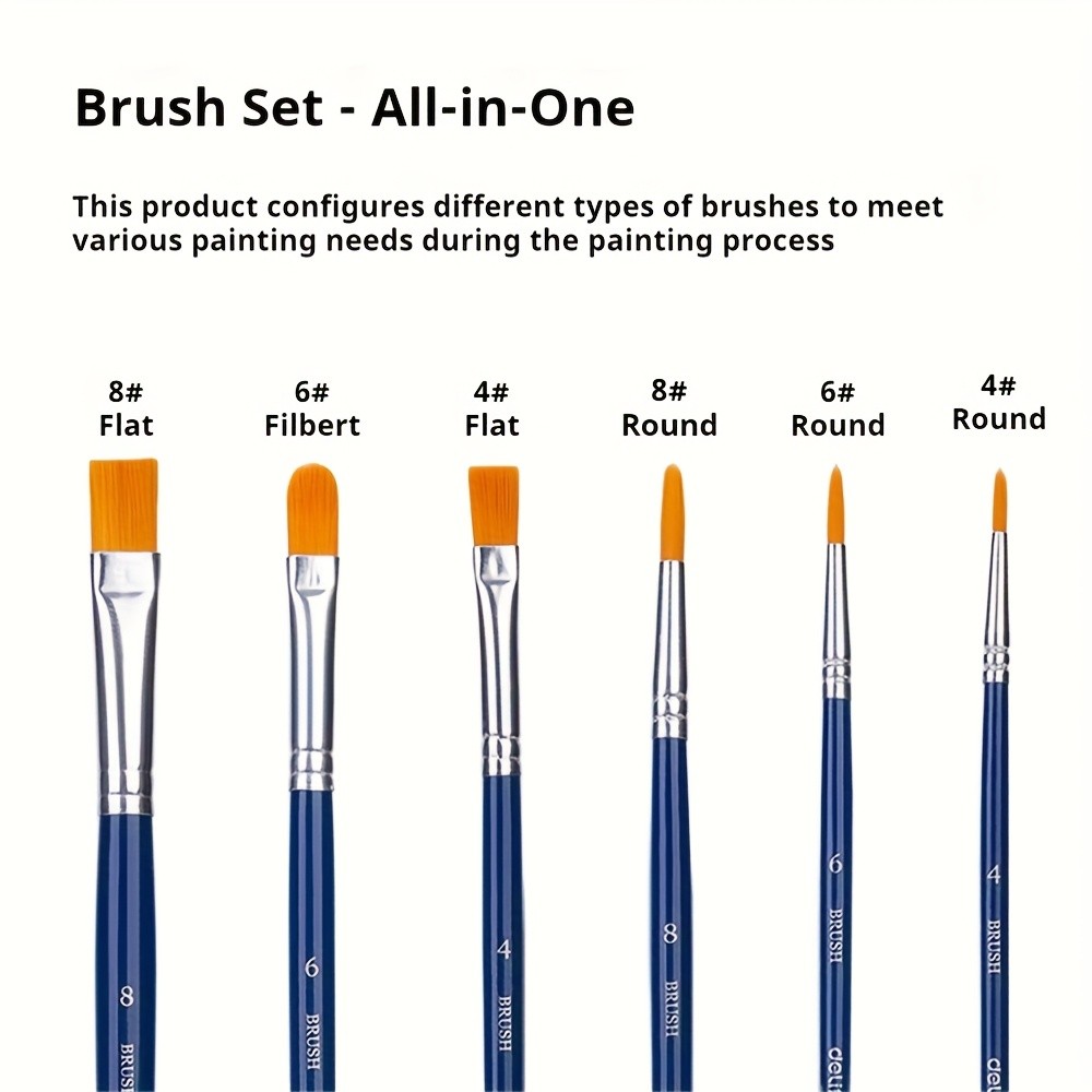 6pcs Nylon Hair Artist Detail Paintbrushes