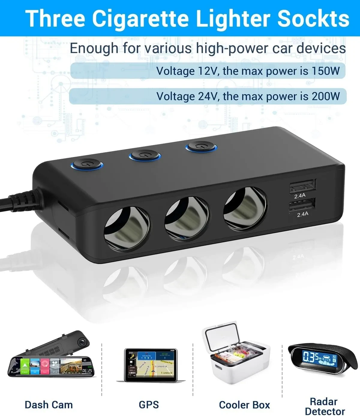 Car USB Charger Adapter With Lighter