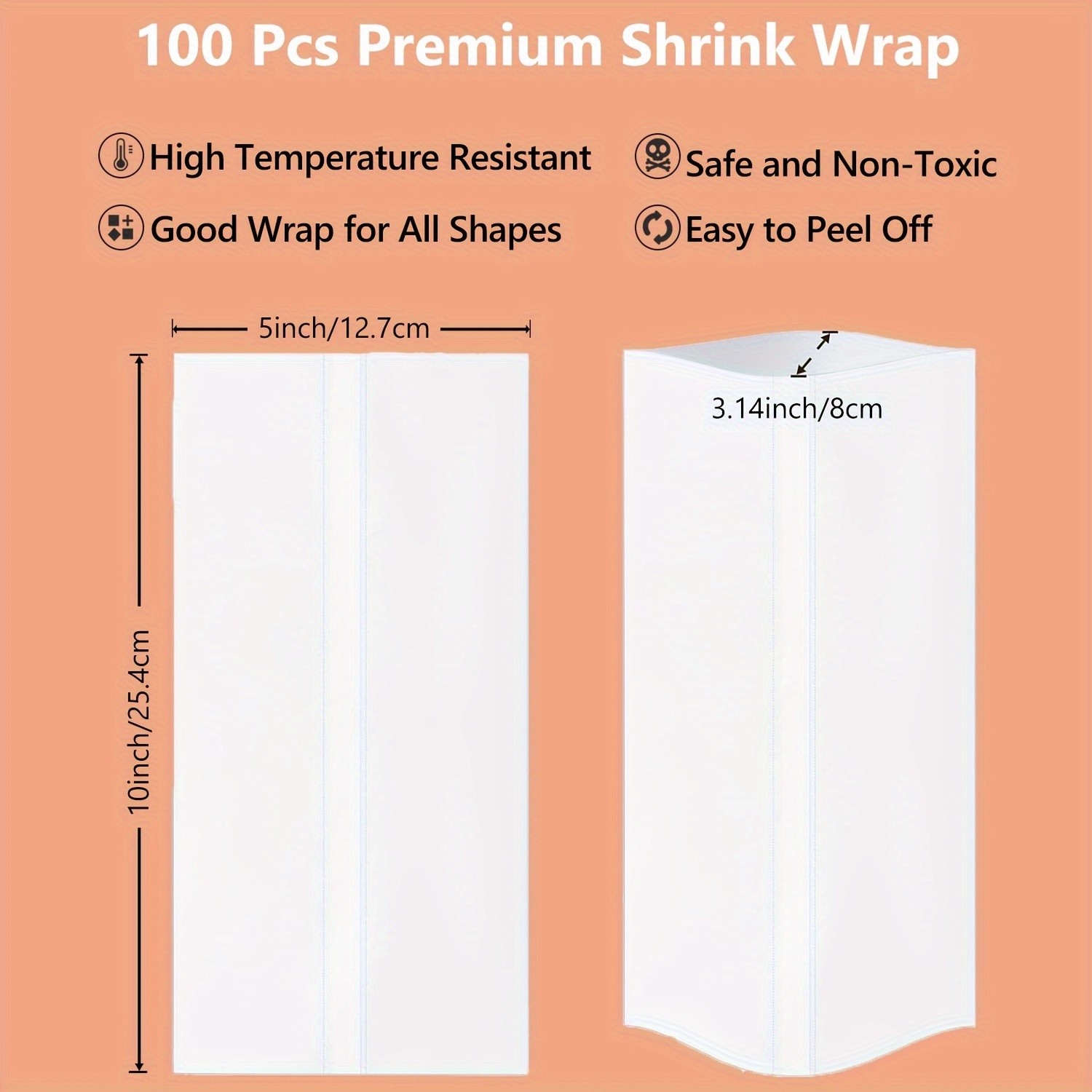 50/100pcs White Sublimation Heat Transfer Shrink Wrap Sleeves