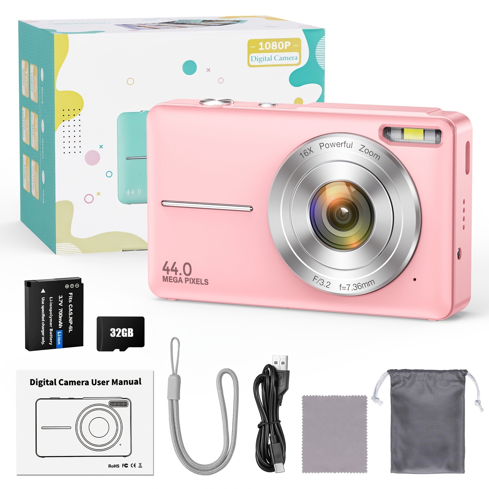 STUOGYUM Digital Camera 44MP 1080P HD Vlog Camera