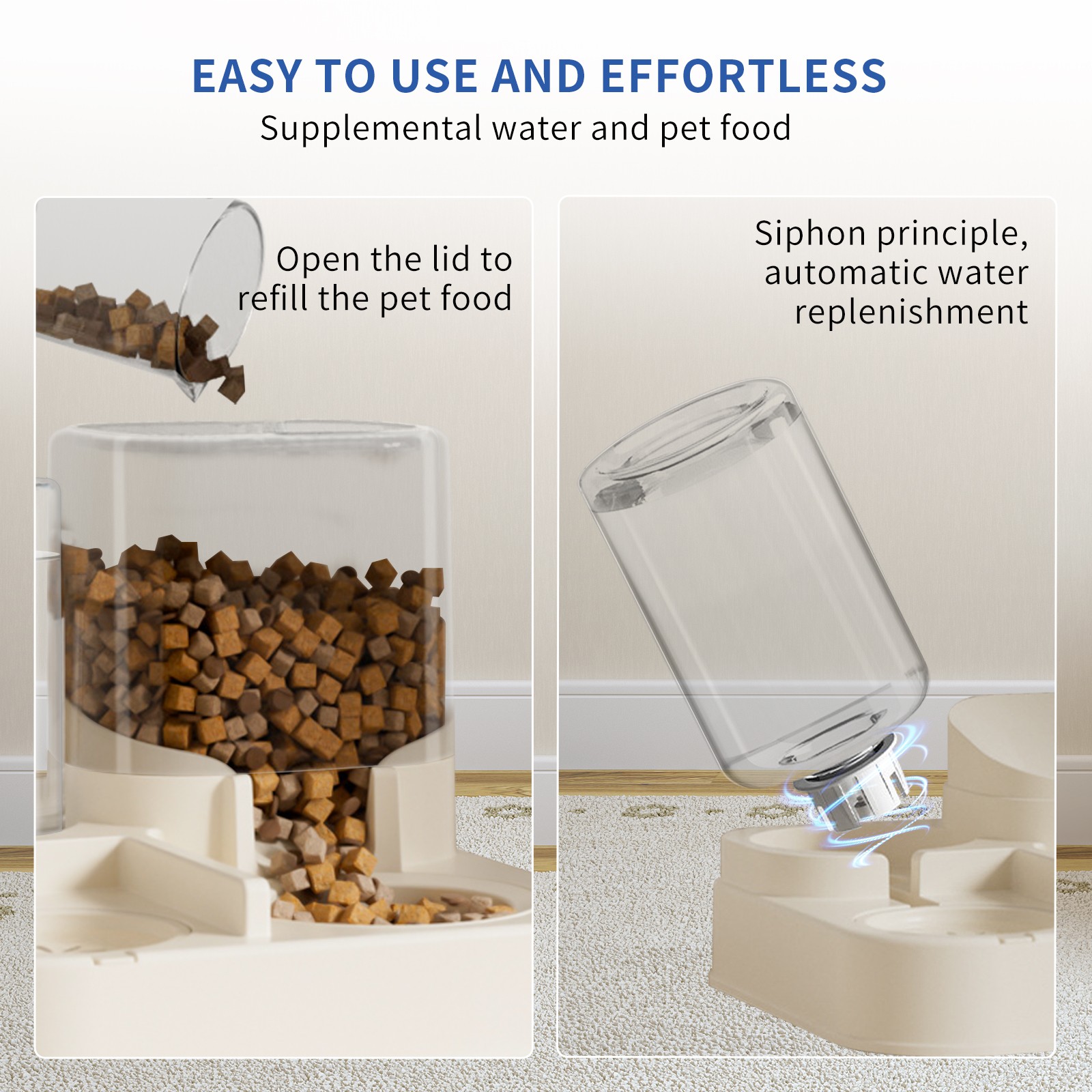 Pet Feeding and Water Feeder 2-in-1 Automatic Replenishment Feeder