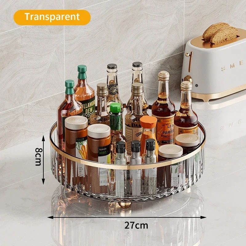 Rotating Cosmetic Organizer Light Luxury Transparent Makeup & Perfume Storage Tray