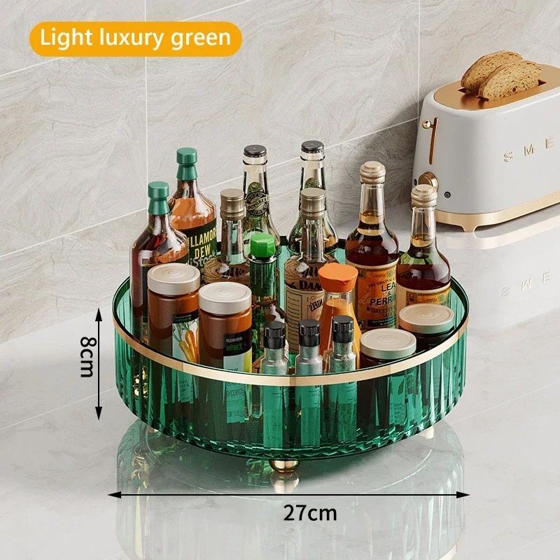 Rotating Cosmetic Organizer Light Luxury Transparent Makeup & Perfume Storage Tray