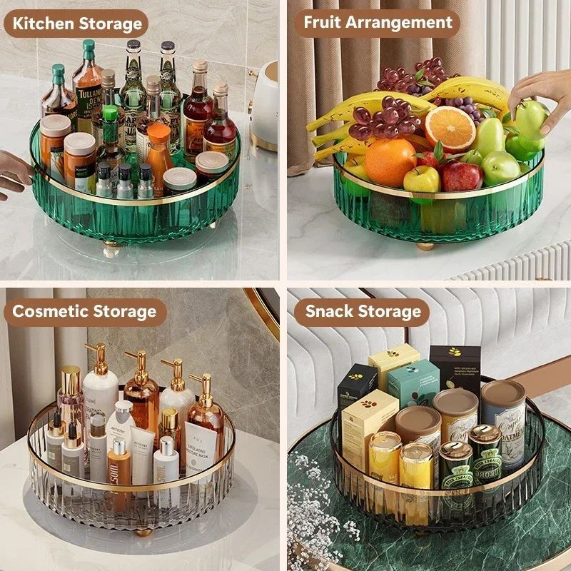 Rotating Cosmetic Organizer Light Luxury Transparent Makeup & Perfume Storage Tray