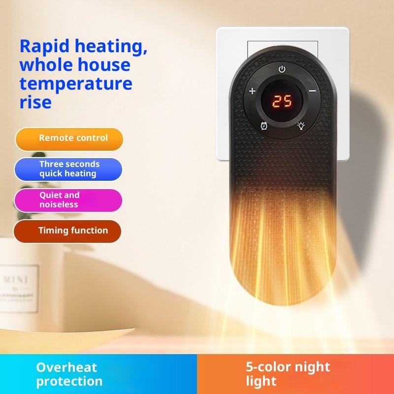 Small 180-Degree Rotatable Electric Heater with Remote Control and LED Display
