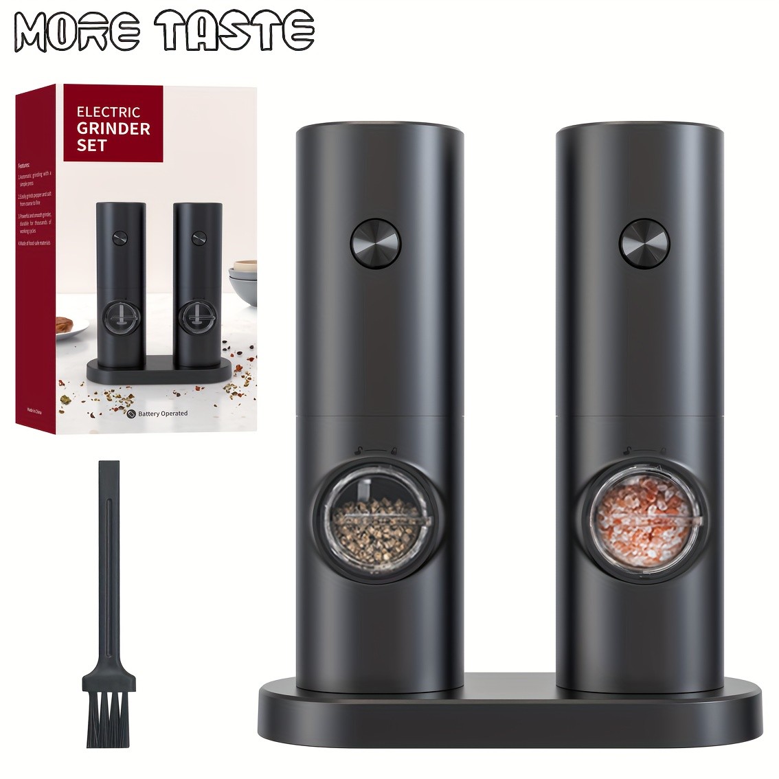 MORE TASTE Electric Salt and Pepper Grinder Set