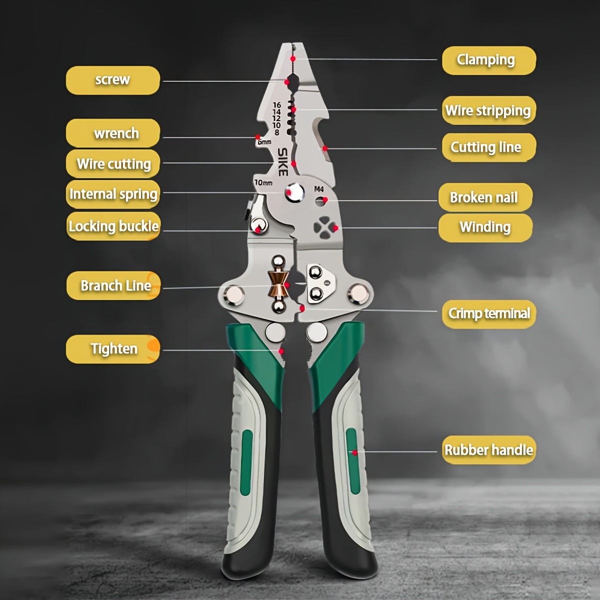 SIKE Collapsible Multi-Function Electrician's Industrial Grade Wire Stripper