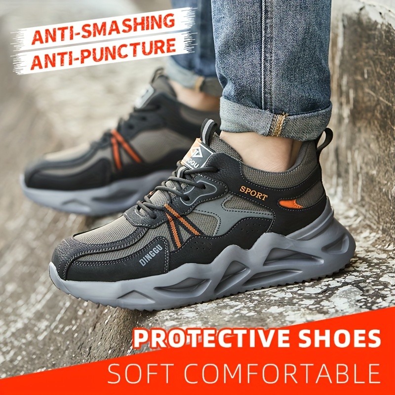 DINGGU Men's All-Season Steel-Toe Work Boots