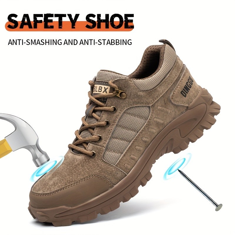 DINGGU Men's Steel Toe Work Safety Shoes