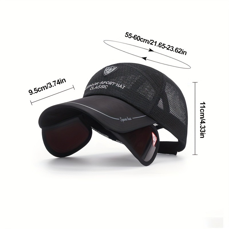 ROORUNS Summer Extended Adjustable Brim Mesh Hat for Men and Women