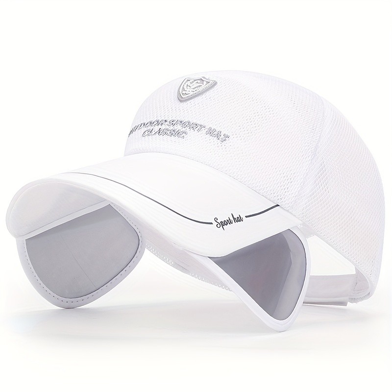 ROORUNS Summer Extended Adjustable Brim Mesh Hat for Men and Women