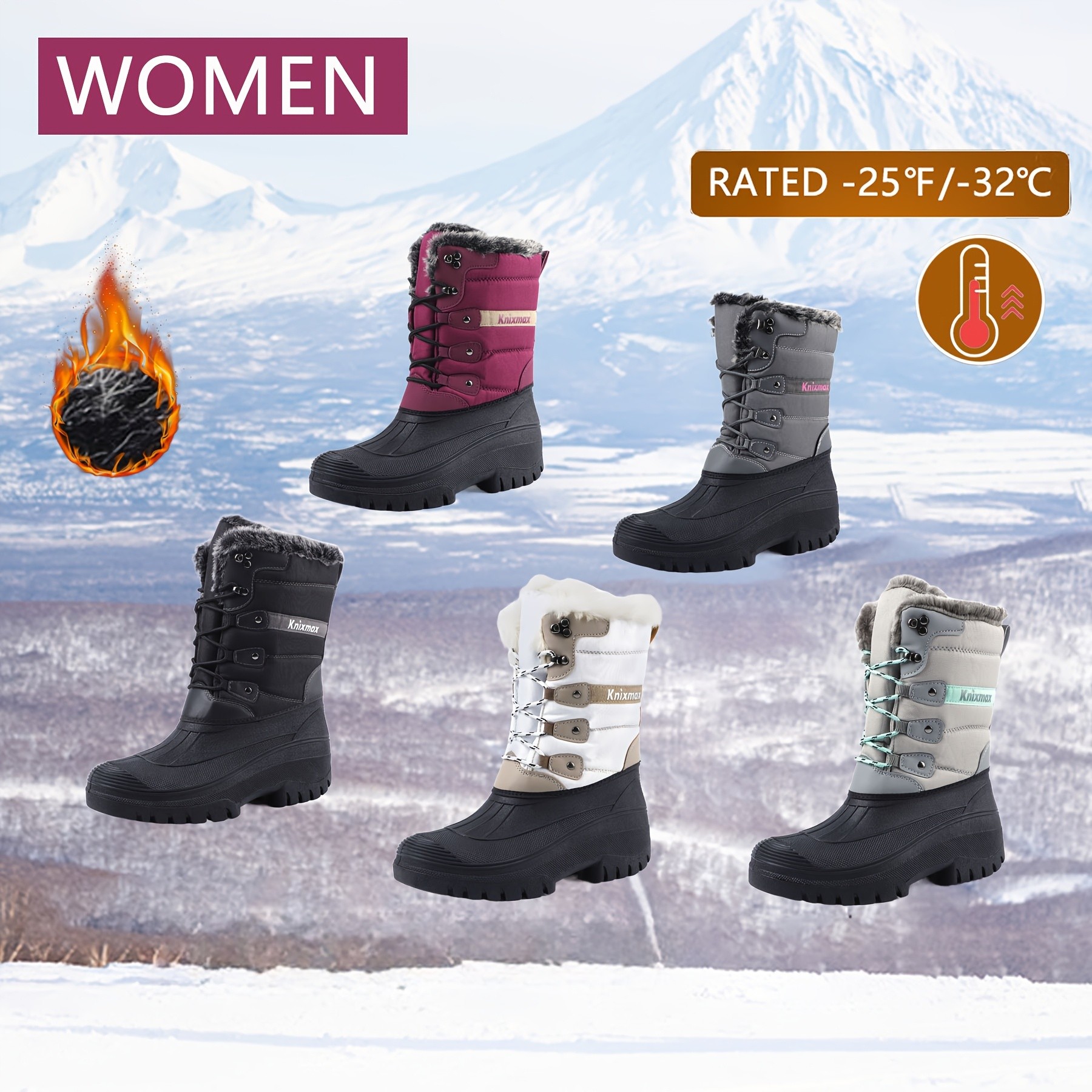 KNIXMAX Womens Winter Snow Boots