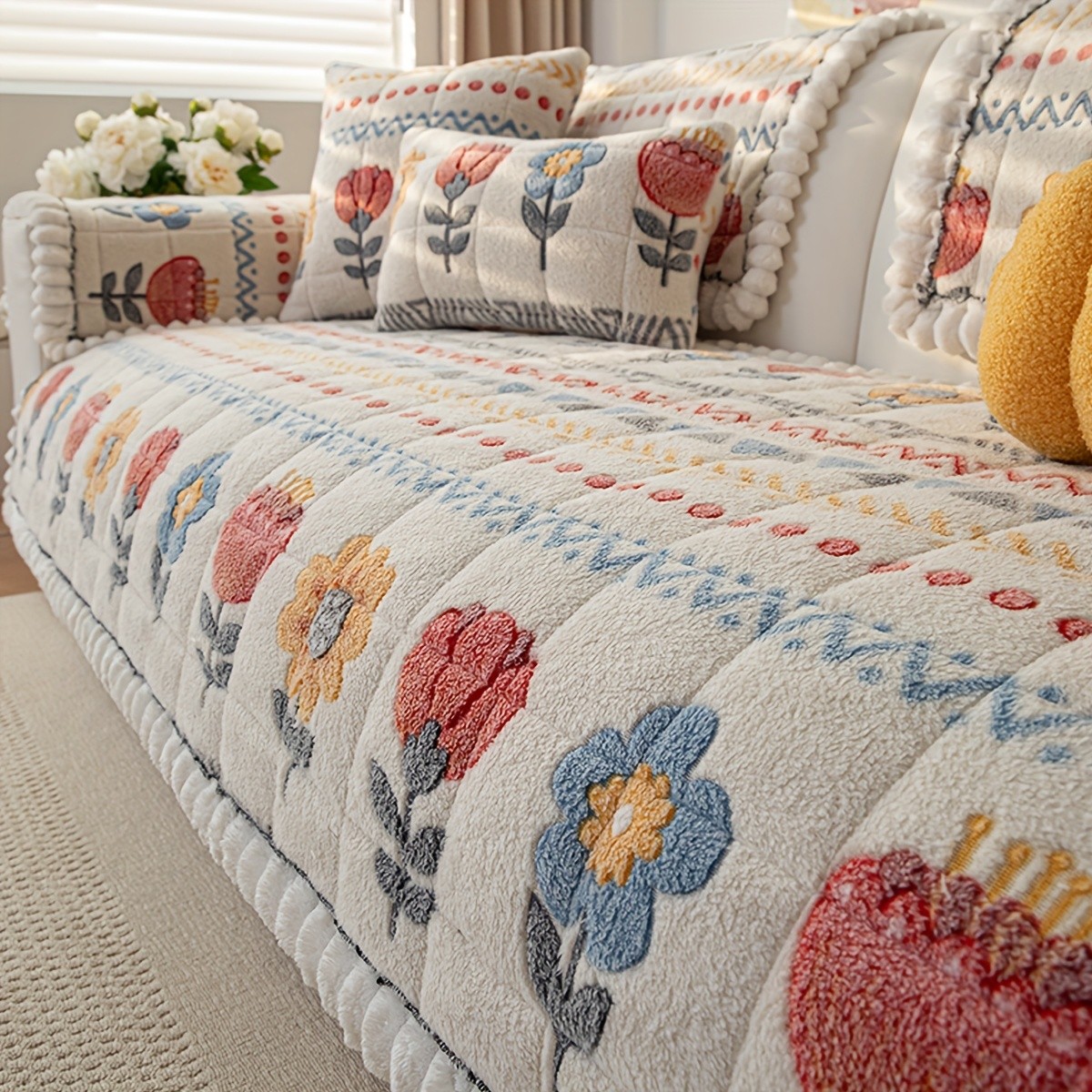 PJLZJFBY Spring Floral Pattern Sofa Cushion