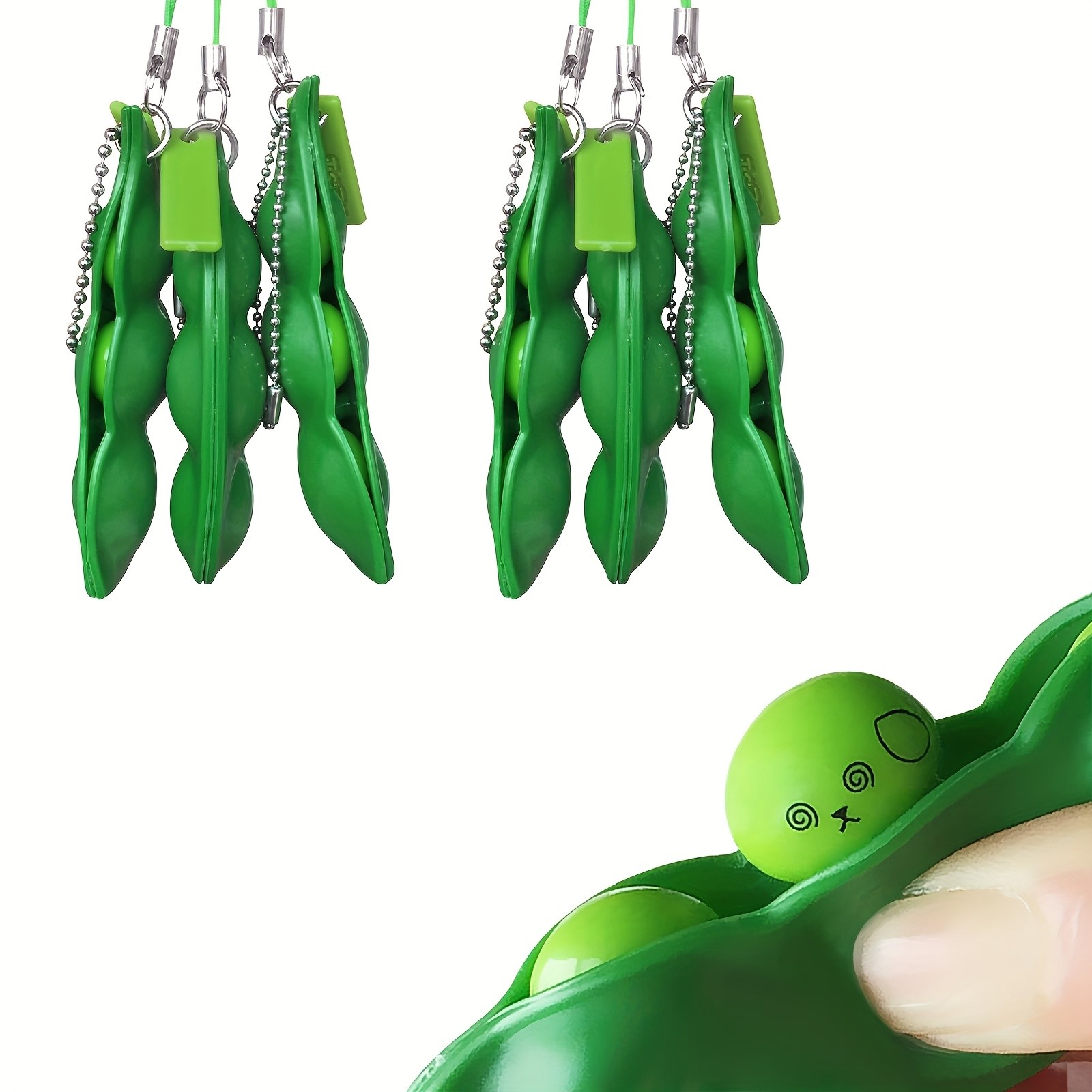 TASAHNI Squeeze Bean Keychain Fidget Toy Pack