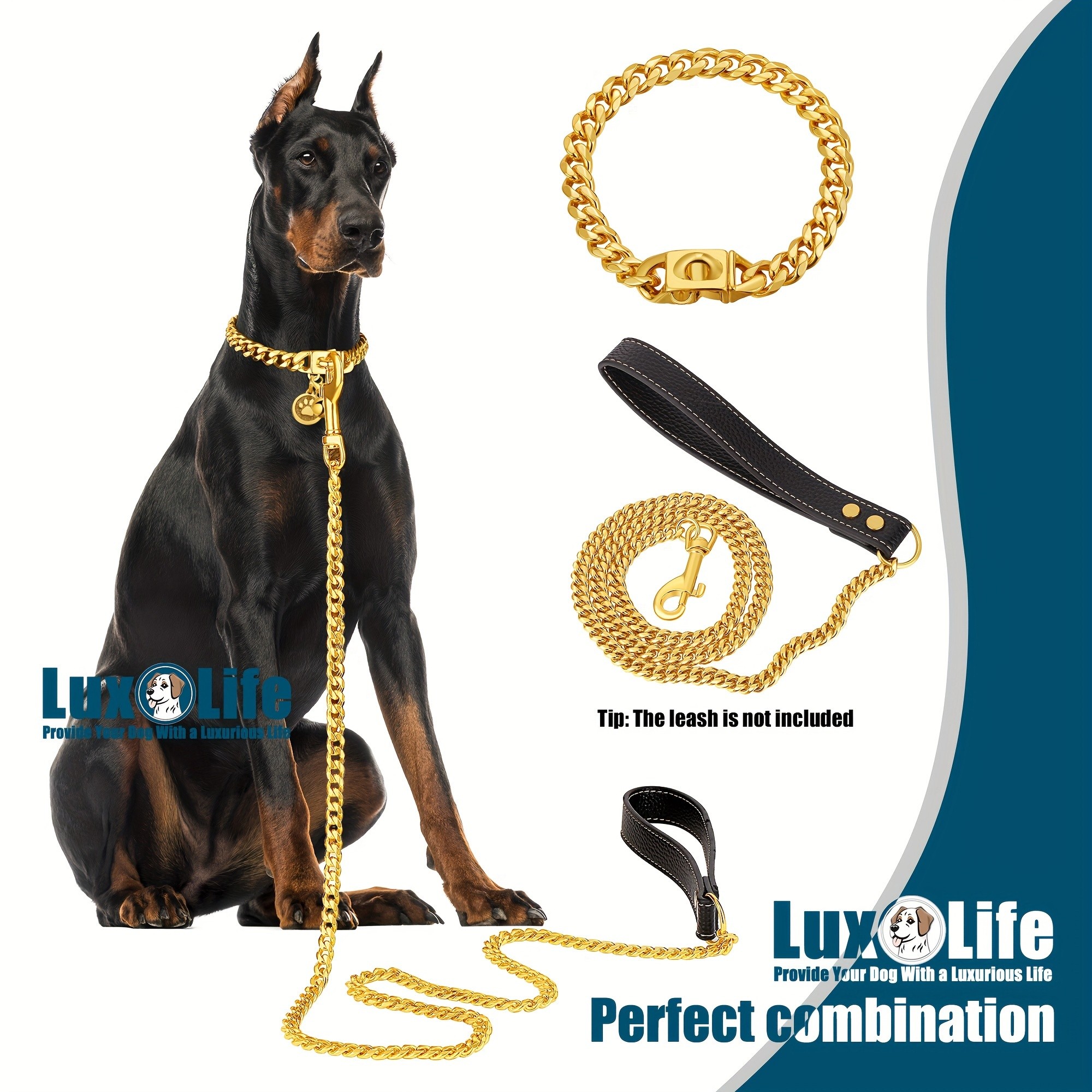 LuxLife 10mm Cuban Link Dog Collar