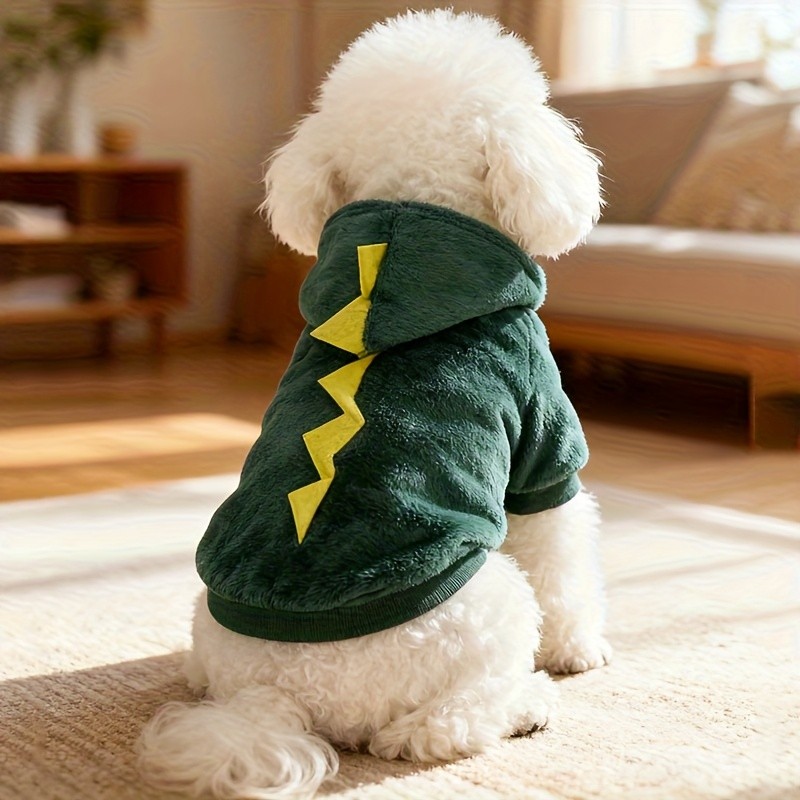 YIERYING Small Dog Deep Green Spiked Dinosaur Hoodie