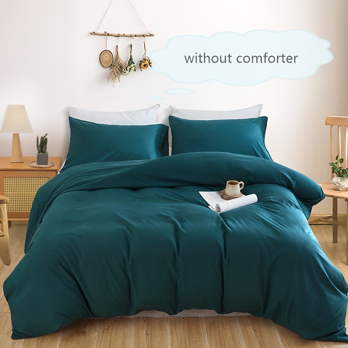 KAFUTI 3pcs Ultra-Soft Brushed Solid Color Duvet Cover Set
