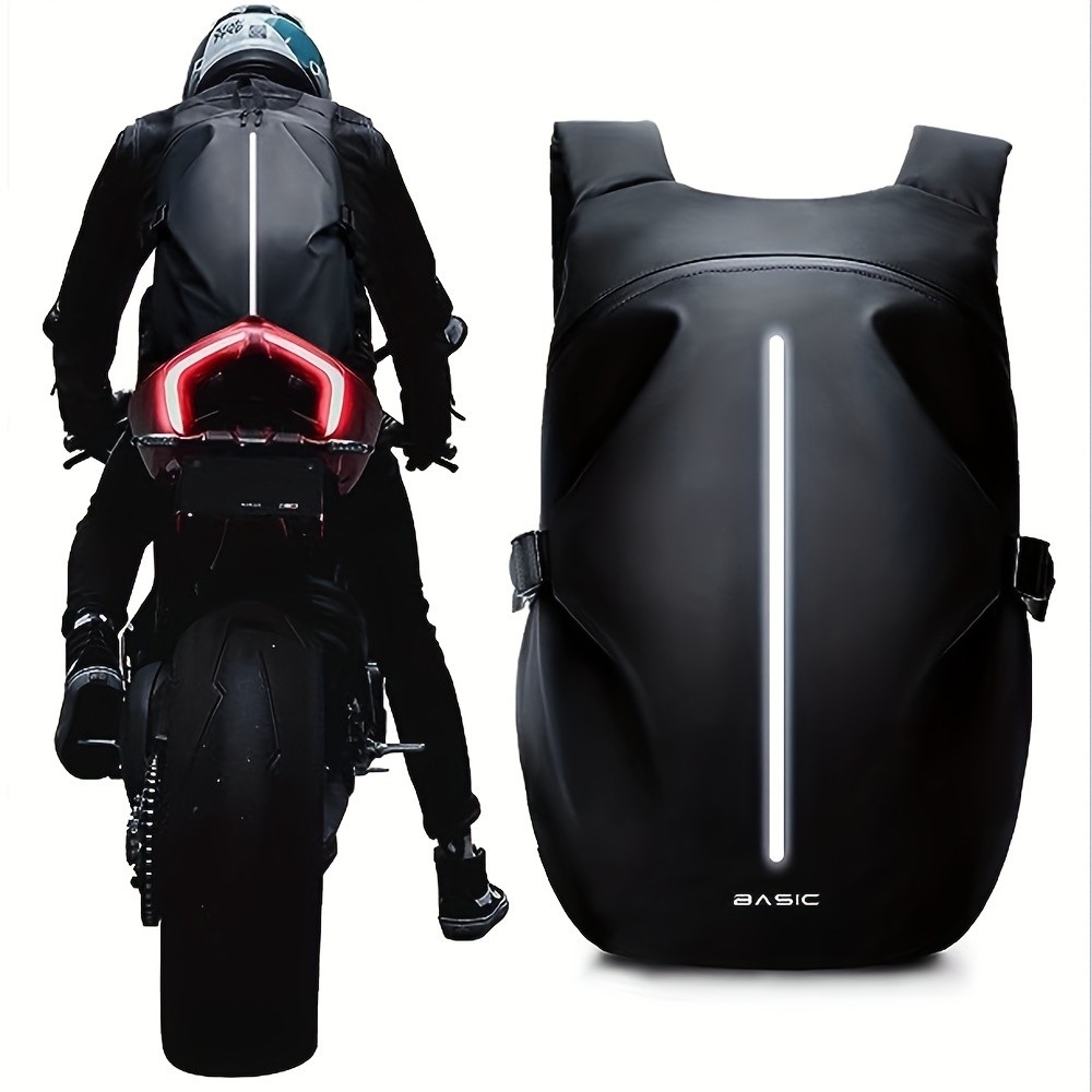 Black Soft Shell Zippered Helmet Backpack with Utility Pocket