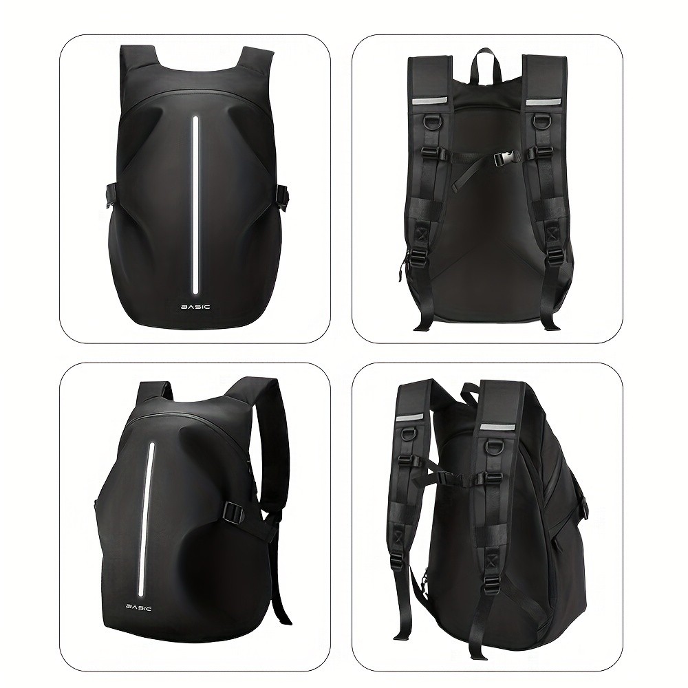 Black Soft Shell Zippered Helmet Backpack with Utility Pocket