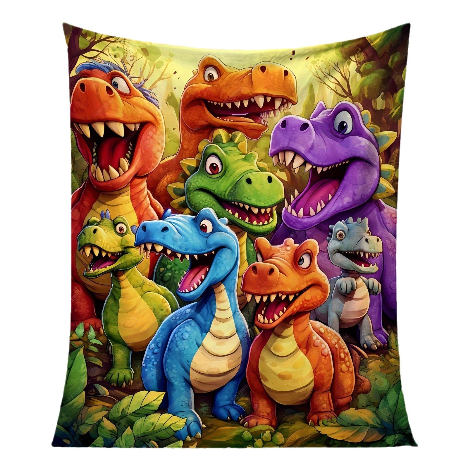 Cute Dinosaurs HD Digital Print Flannel Blanket