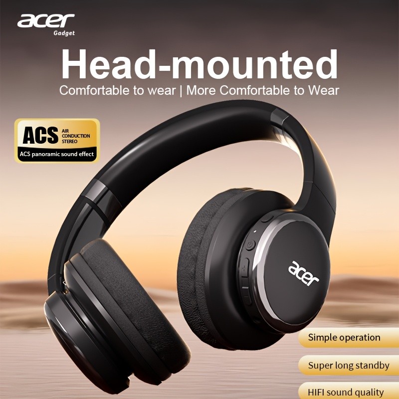 Acer Head-Mounted Wireless Headphones Comfortable Fit with HiFi Sound Quality