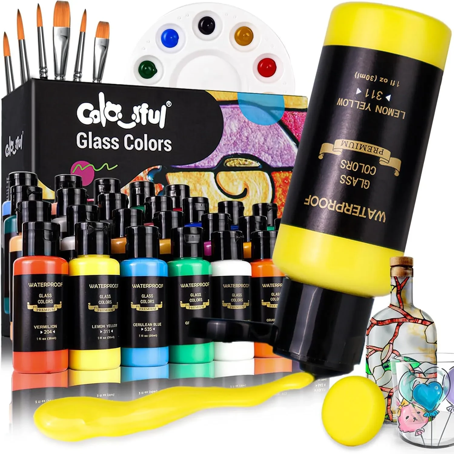Waterproof Glass Colors Paint Set