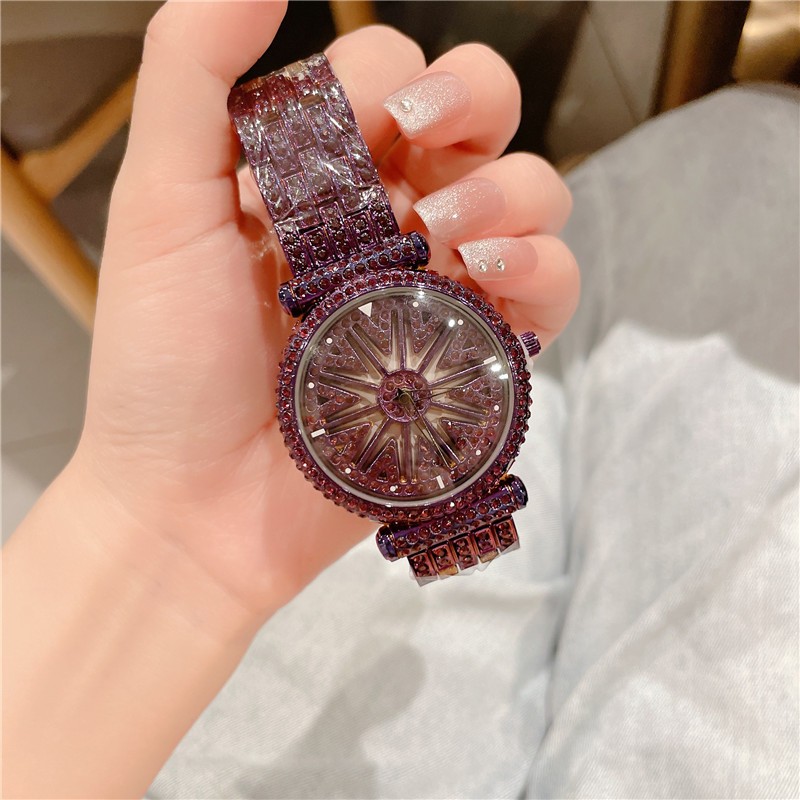 Luxury Luminescence Diamond Rotation Watch for Women