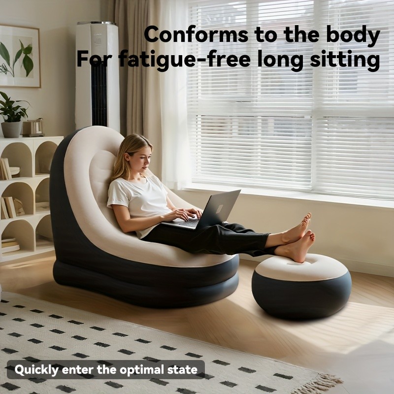 Inflatable Lounge Chair and Footstool Two-Piece Set