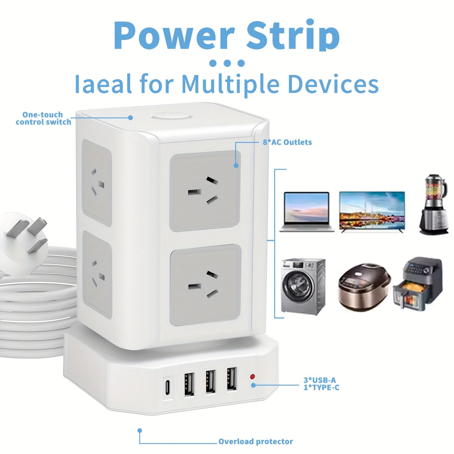 Surge Protector Power Strip Tower