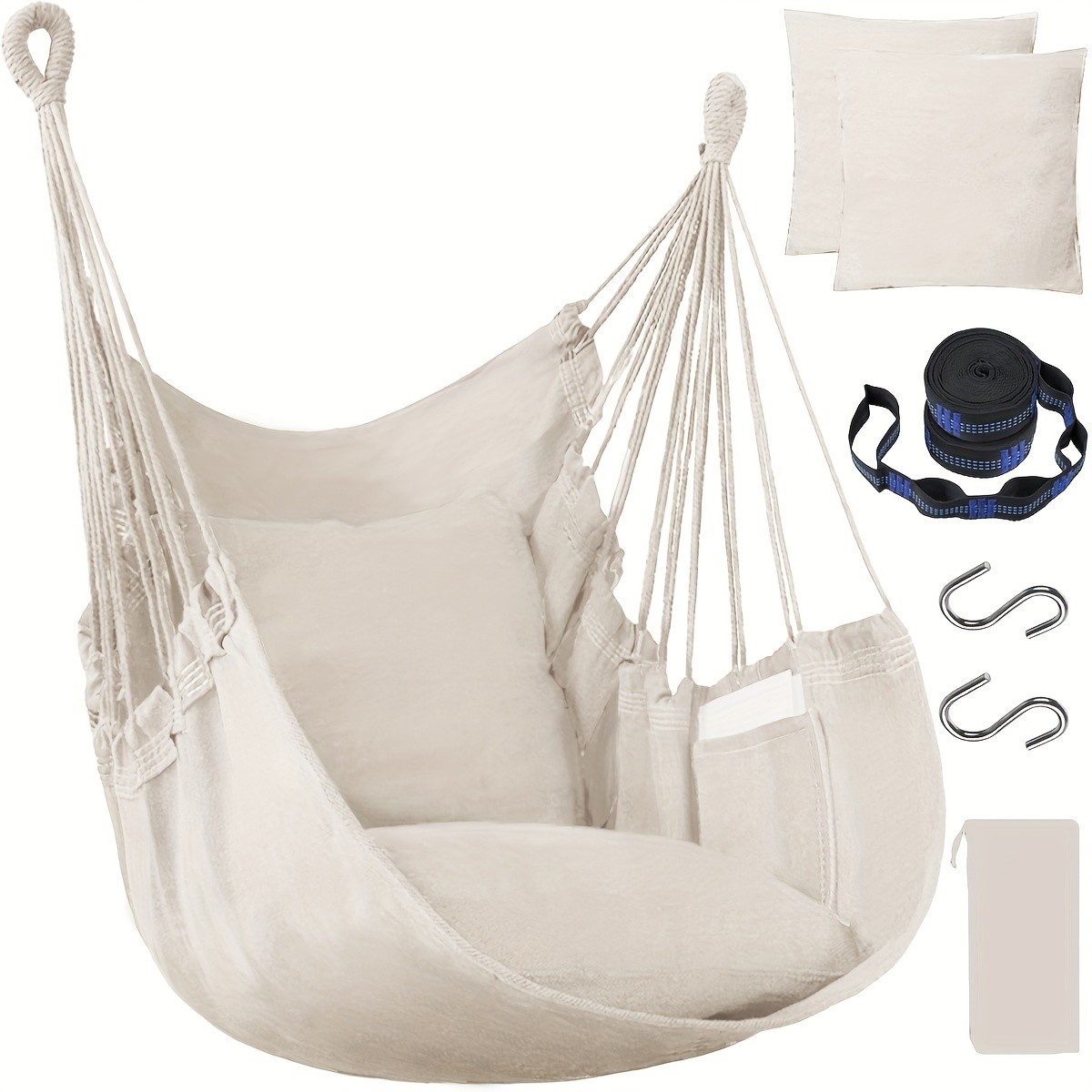 Hammock Chair Set Complete Comfort System with Premium Straps & Cushions