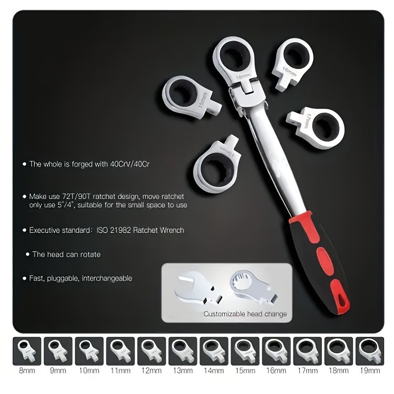 Interchangeable Head Ratchet Socket Wrench Set