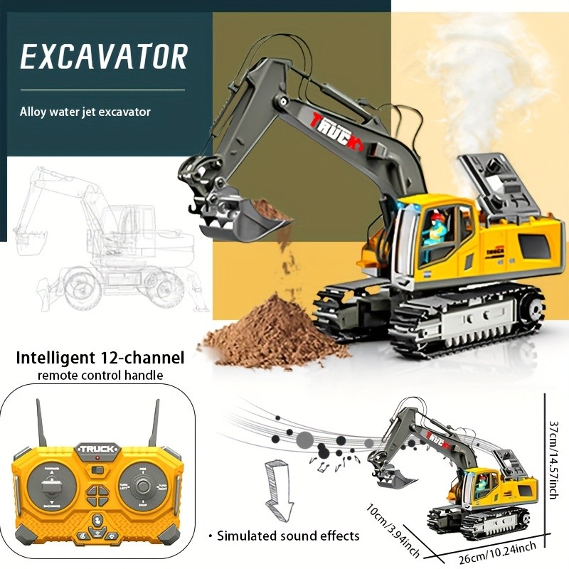 Boys' Remote-Controlled Excavator Toy Big Build Fun. Real Construction Action.