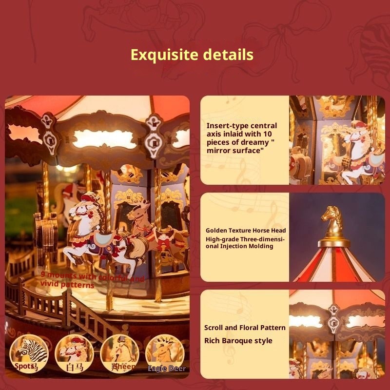 3D Wooden Puzzle Classic Carousel