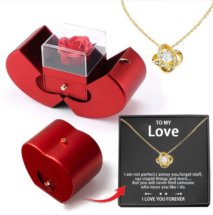 Rose Flower Box With Necklace
