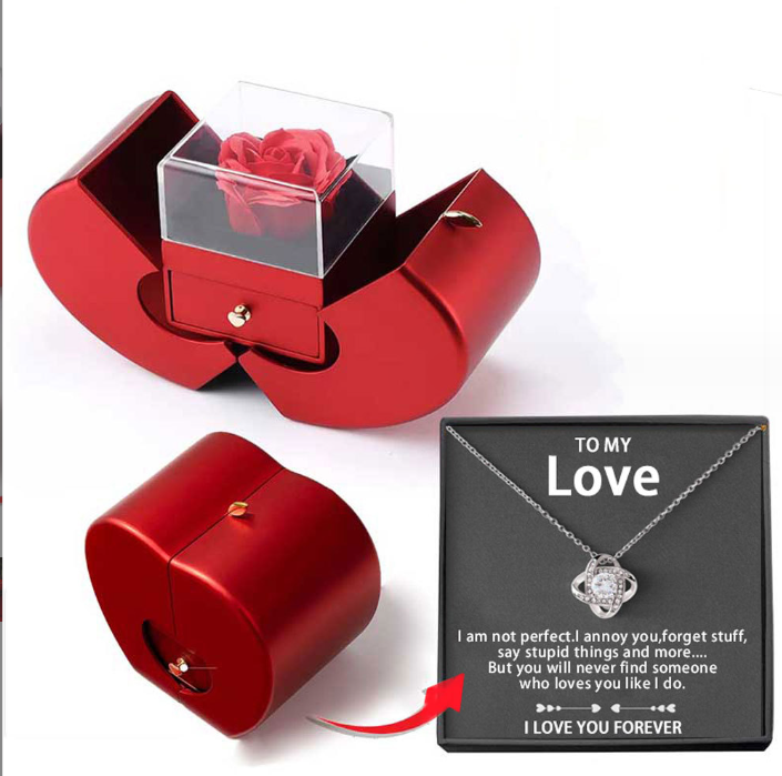 Rose Flower Box With Necklace