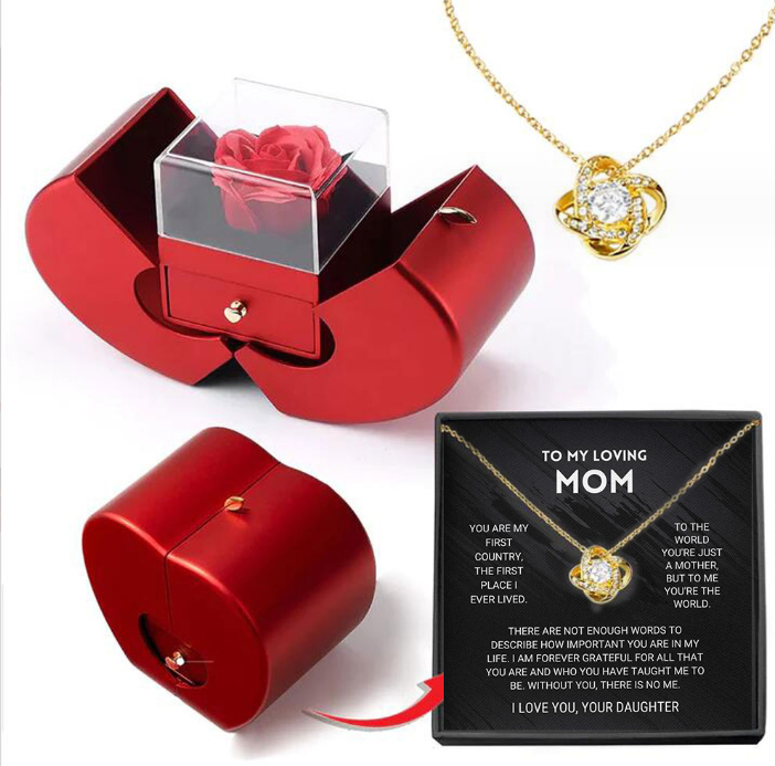 Rose Flower Box With Necklace