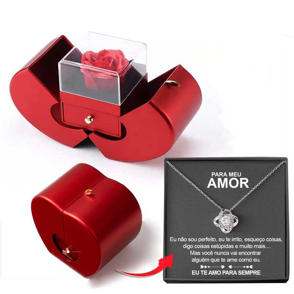 Rose Flower Box With Necklace
