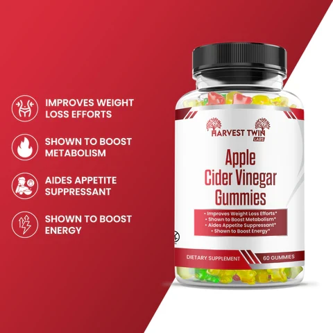 Apple Cider Vinegar Gummies for Weight Loss Support | Boost Energy & Metabolism | No Vinegar Taste