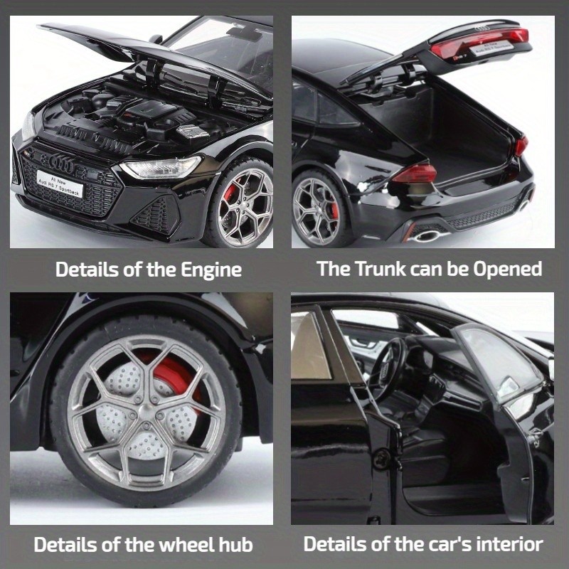 1/24 Audi RS7 Zinc Alloy Fully Open Racing Car Model with Sound and Light