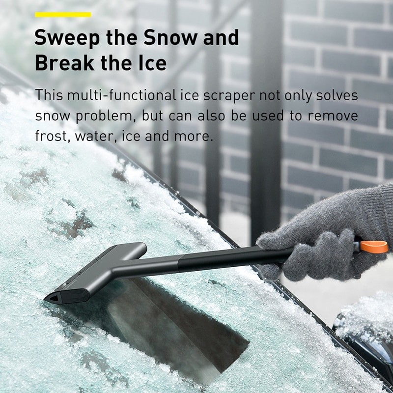 Multifunctional car glass snow scraper